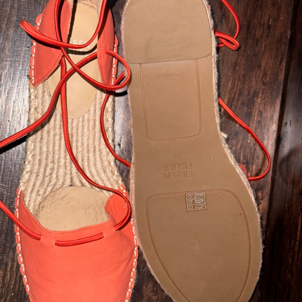 Eileen Fisher Lace Espadrille in orange size 10 - Picture 4 of 6